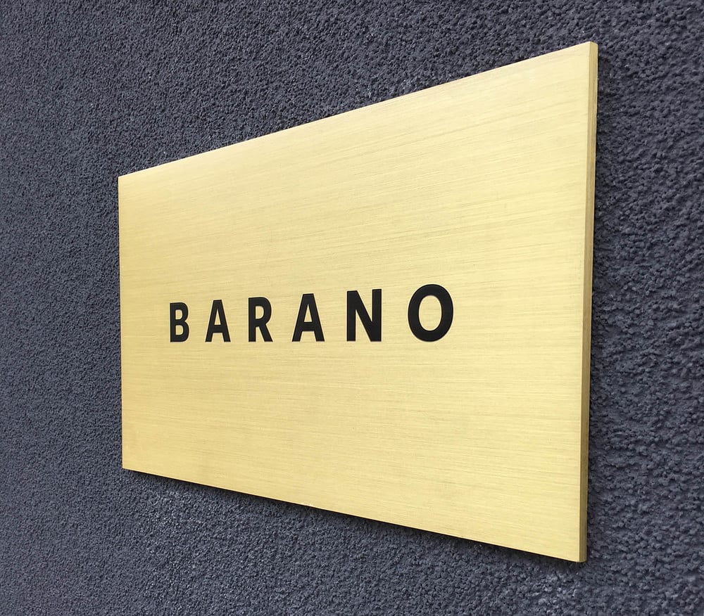     Etched plaque for  Barano Restaurant  in Brooklyn, NY. 